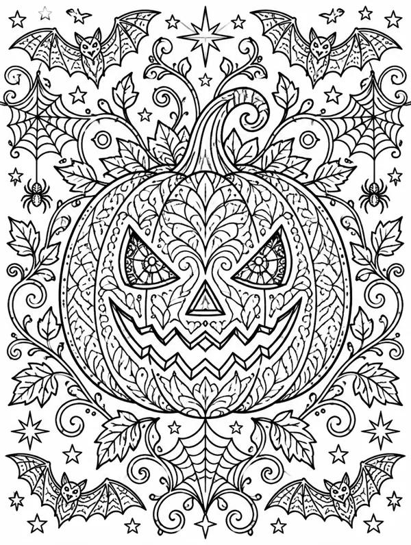 Jack-o’-Lantern Mandala Halloween coloring page