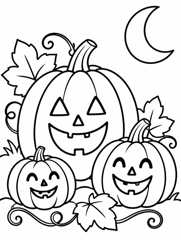 Smiling Pumpkin Patch Halloween coloring page